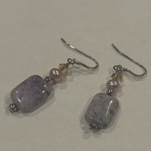 Lavender Beaded Gemstone Earrings